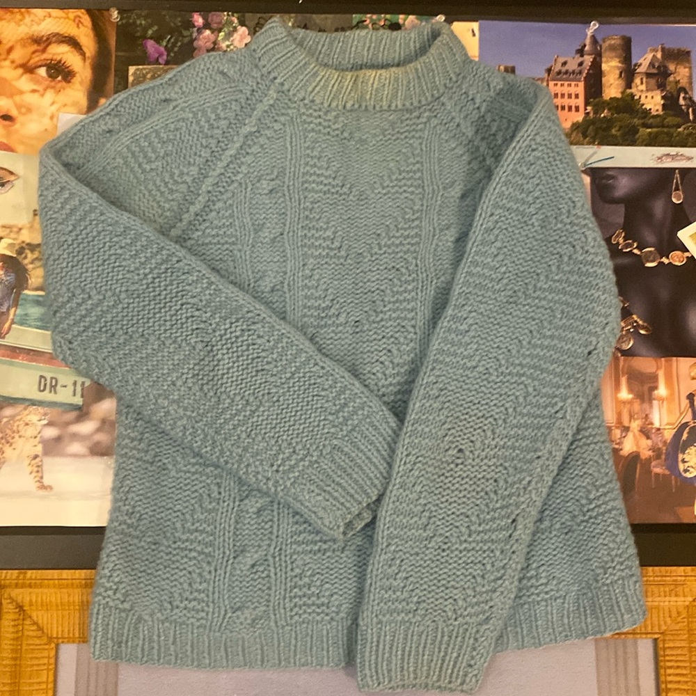 Vintage Blue Wool Sweater from Greece
